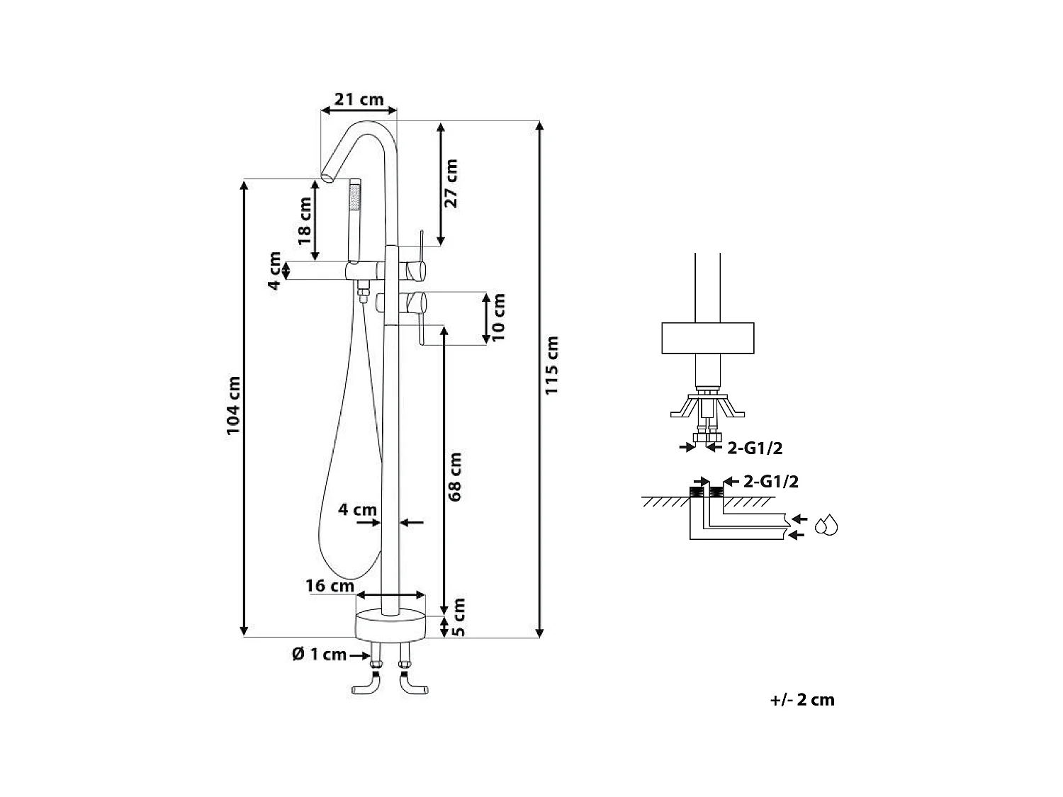 Robinet de baignoire autoportante VICTORIA Blanc