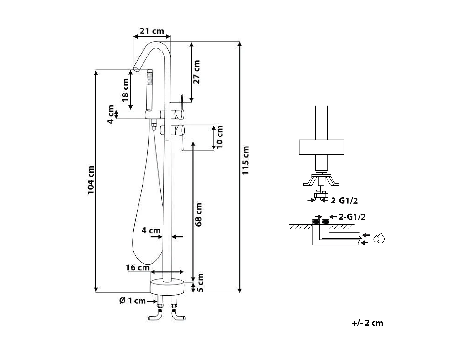 Bateria wannowa wolnostojąca VICTORIA Biały