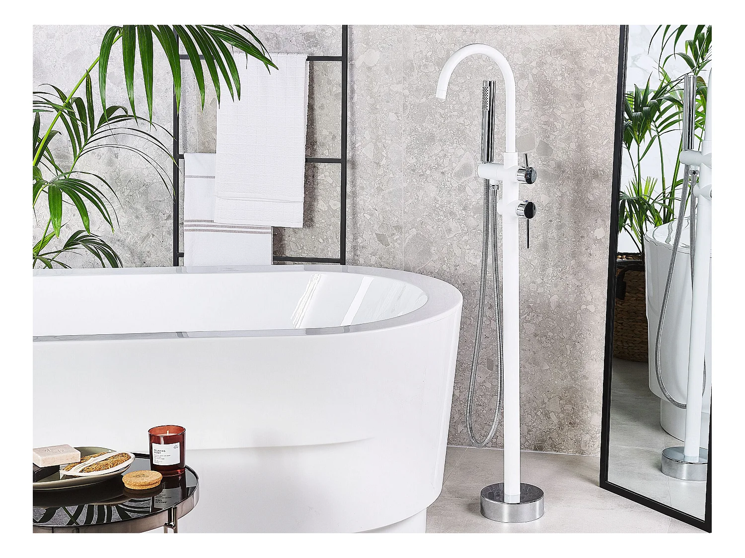 Bateria wannowa wolnostojąca TUGELA Biały/ srebrny