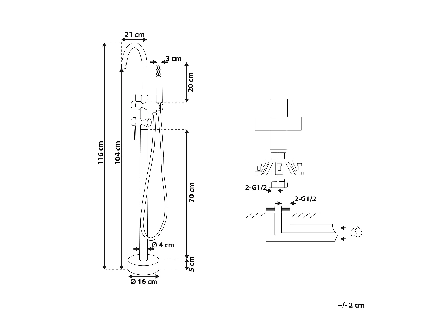 Robinet de baignoire autoportante TUGELA Doré