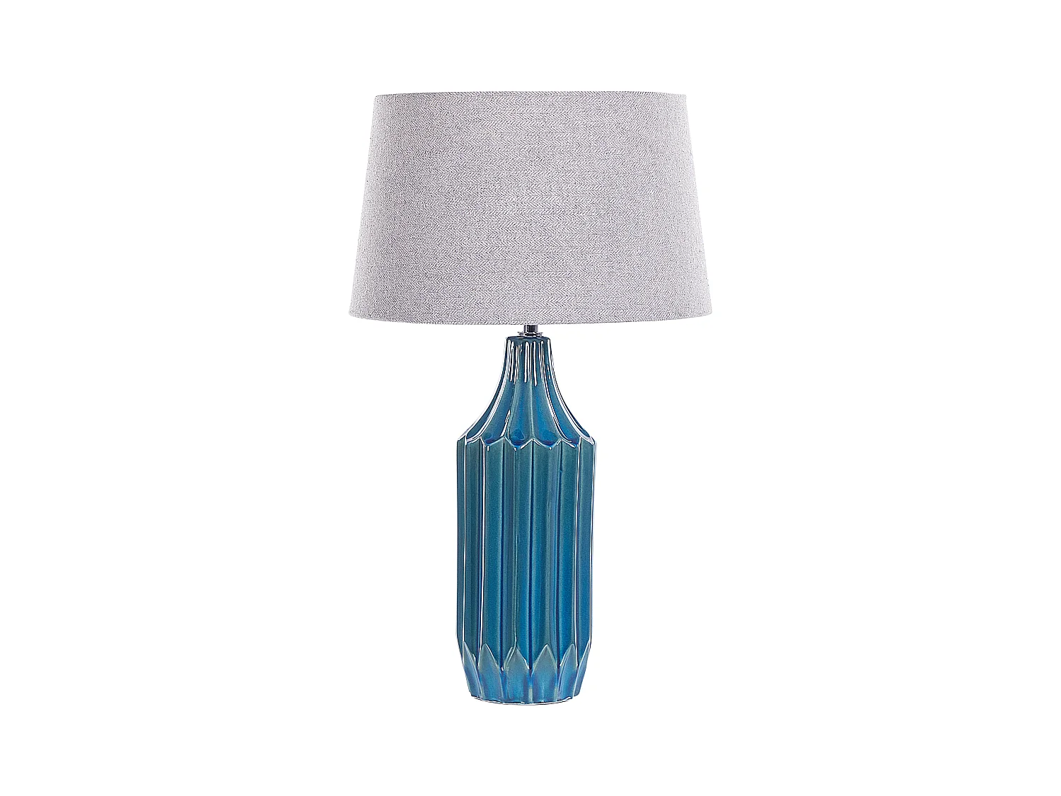 Tischlampe aus Keramik Fuß blau Lampenschirm hellgrau 56 cm Abava