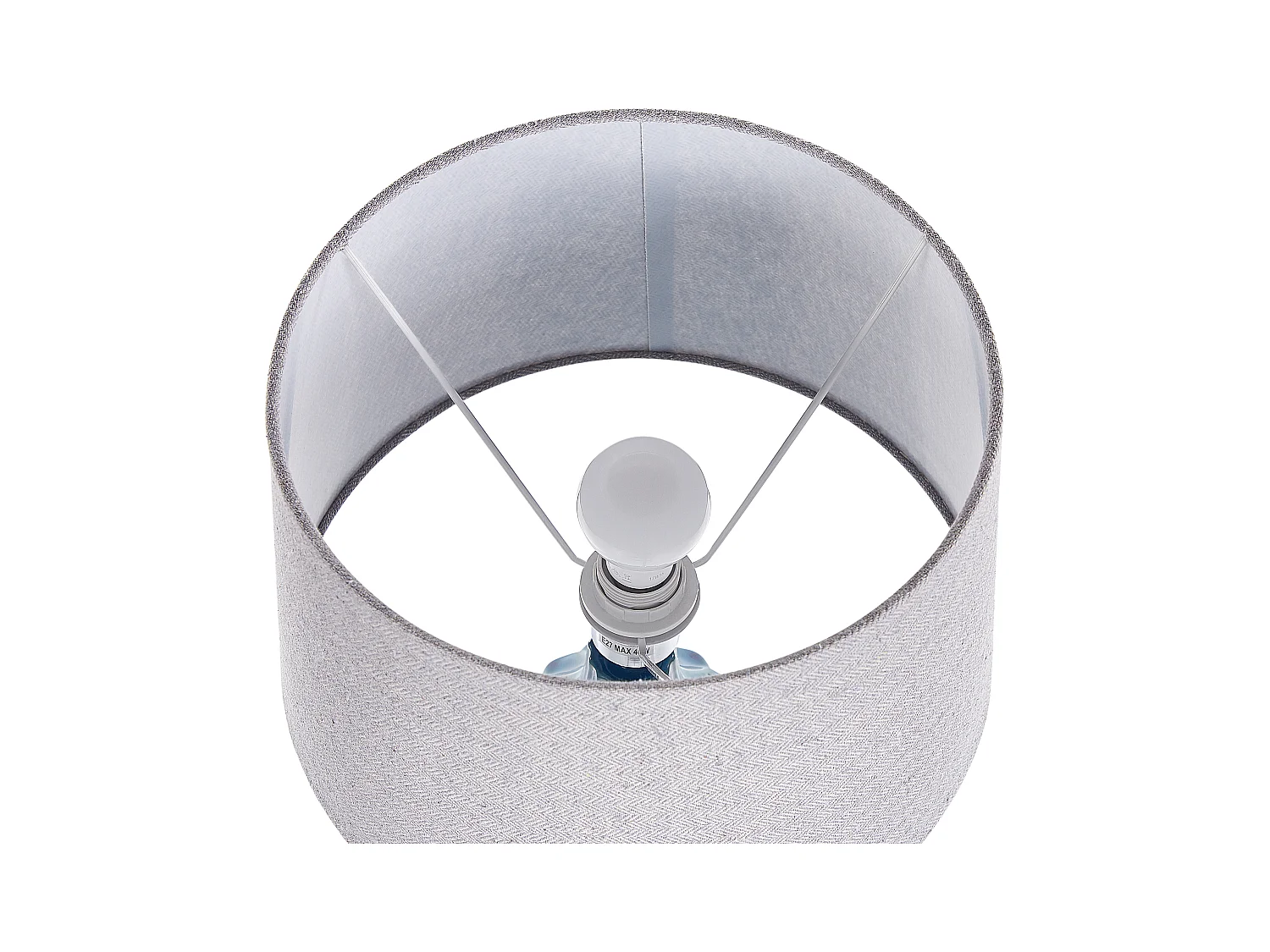 Tischlampe aus Keramik Fuß blau Lampenschirm hellgrau 56 cm Abava