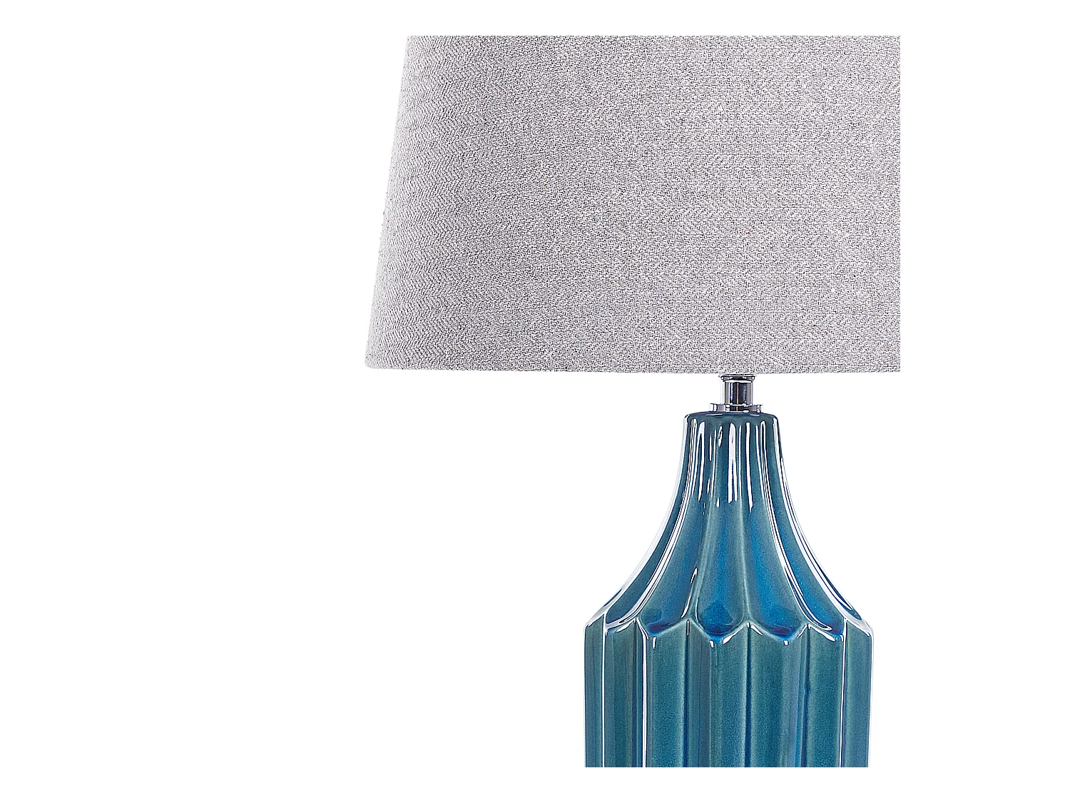 Tischlampe aus Keramik Fuß blau Lampenschirm hellgrau 56 cm Abava