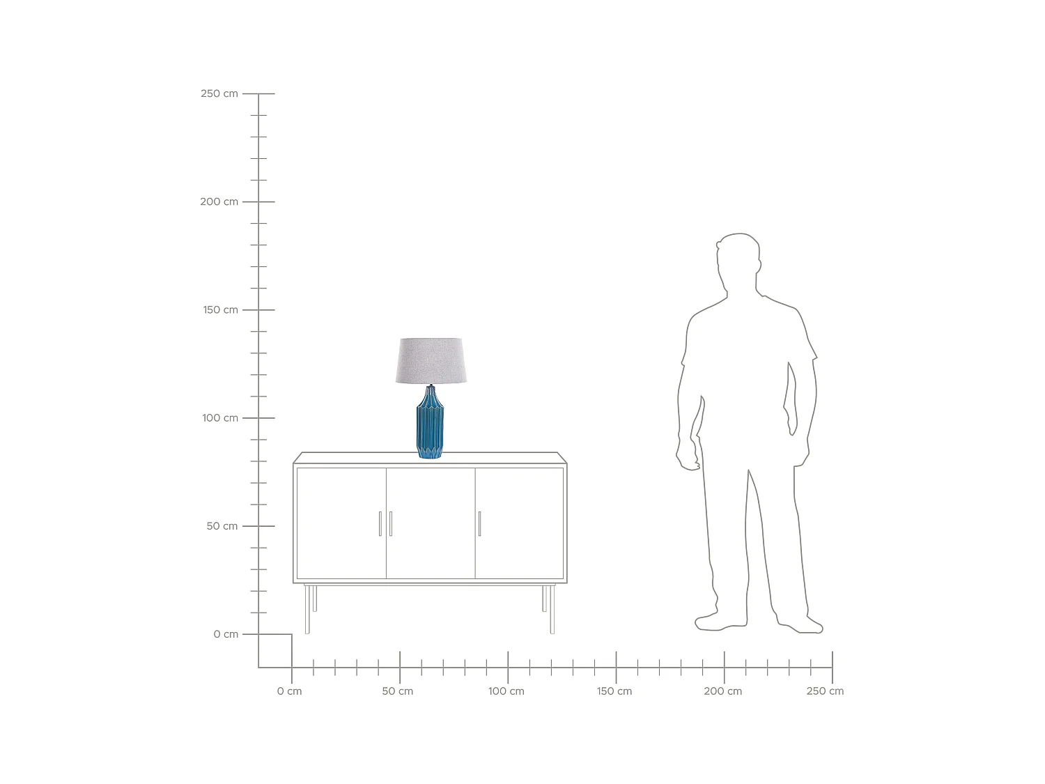 Tischlampe aus Keramik Fuß blau Lampenschirm hellgrau 56 cm Abava