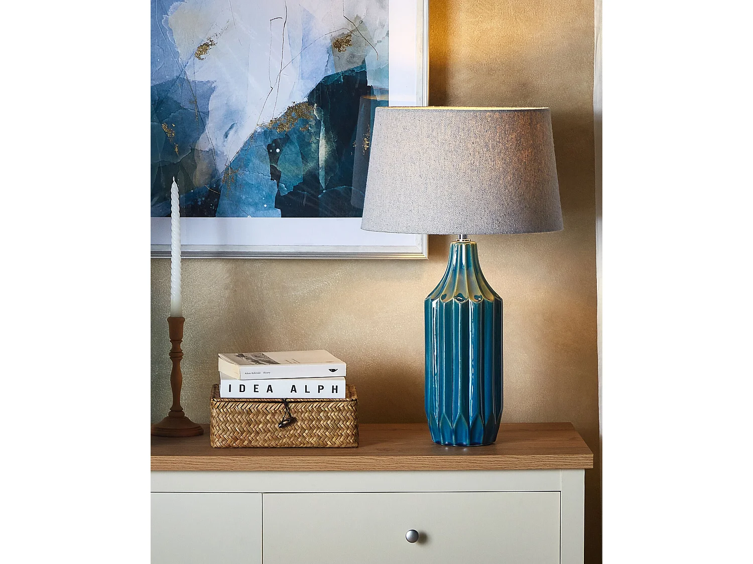 Lampe à poser ABAVA Céramique Bleu paon