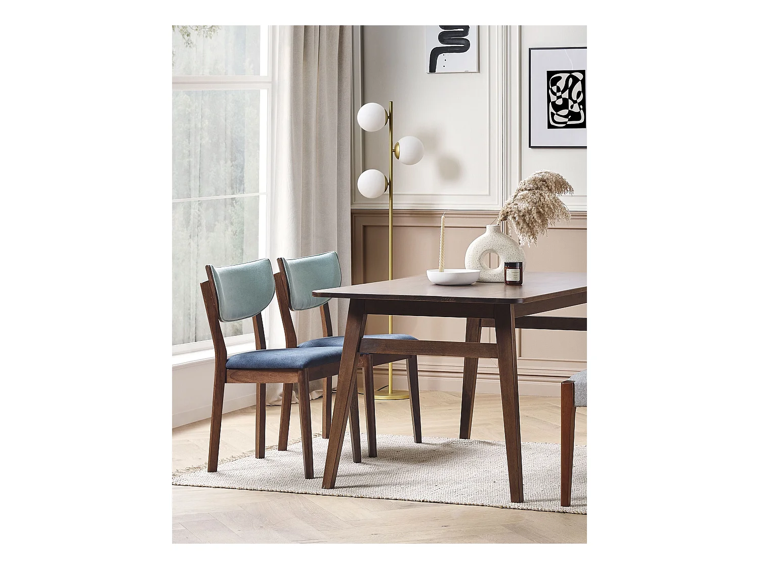 Lot de 2 chaises de salle à manger MOKA Bois Bleu foncé
