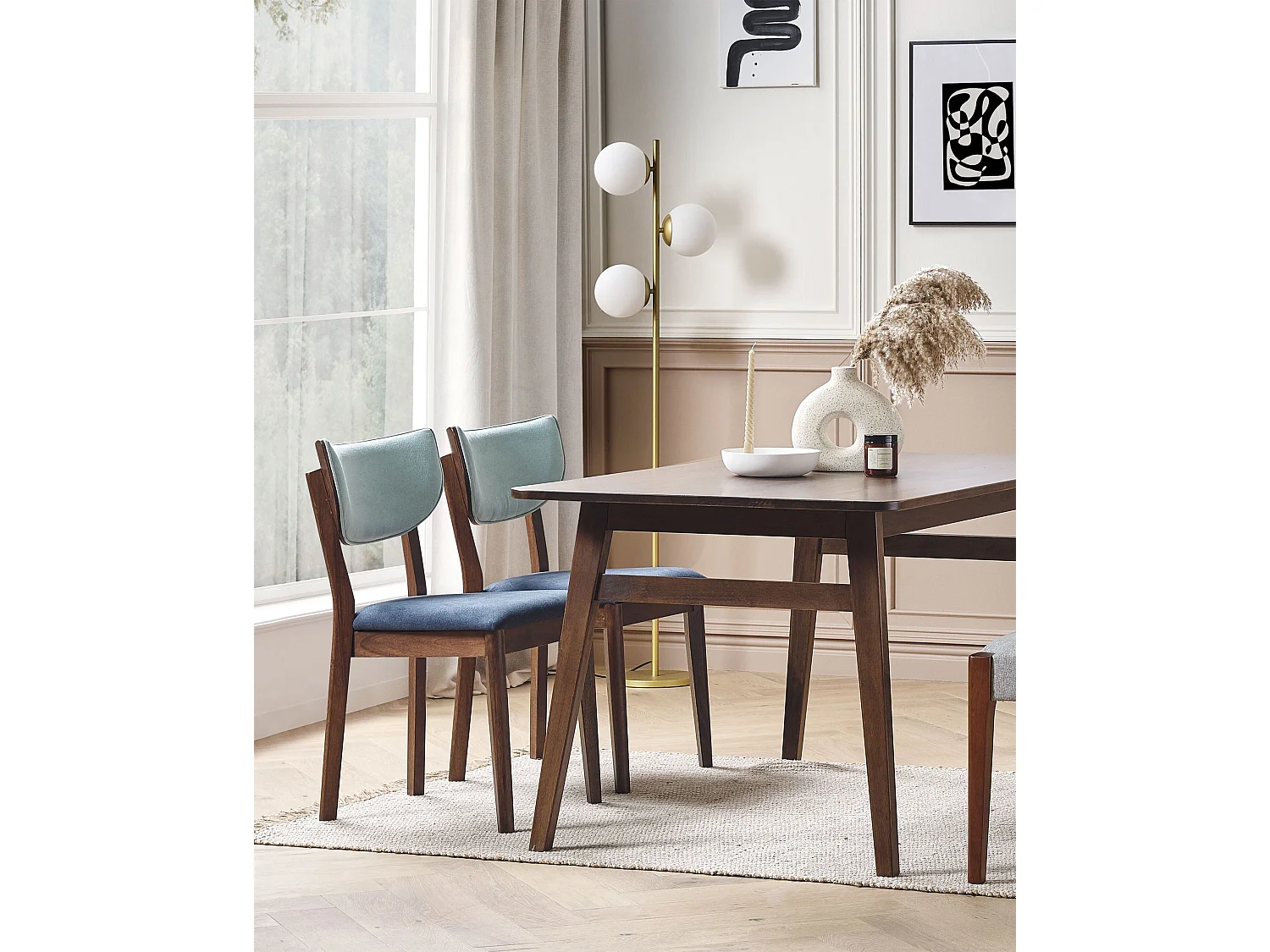 Lot de 2 chaises de salle à manger MOKA Bois Bleu foncé