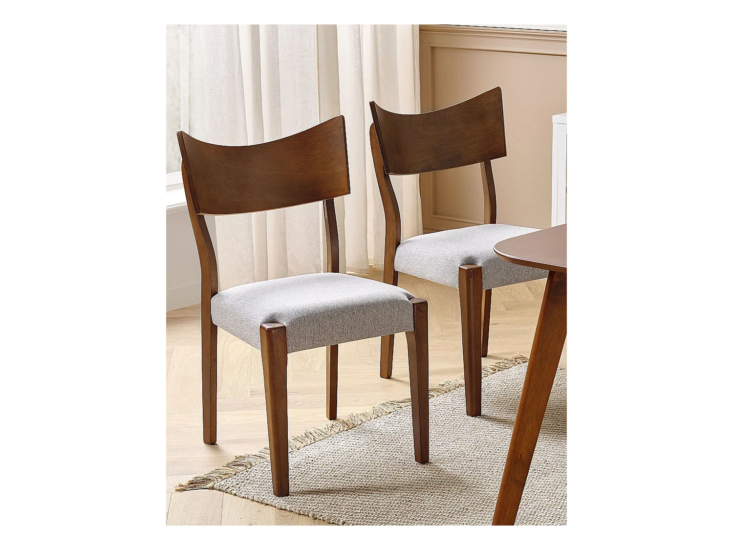 Set van 2 eetkamerstoelen EDEN Hout Lichtgrijs