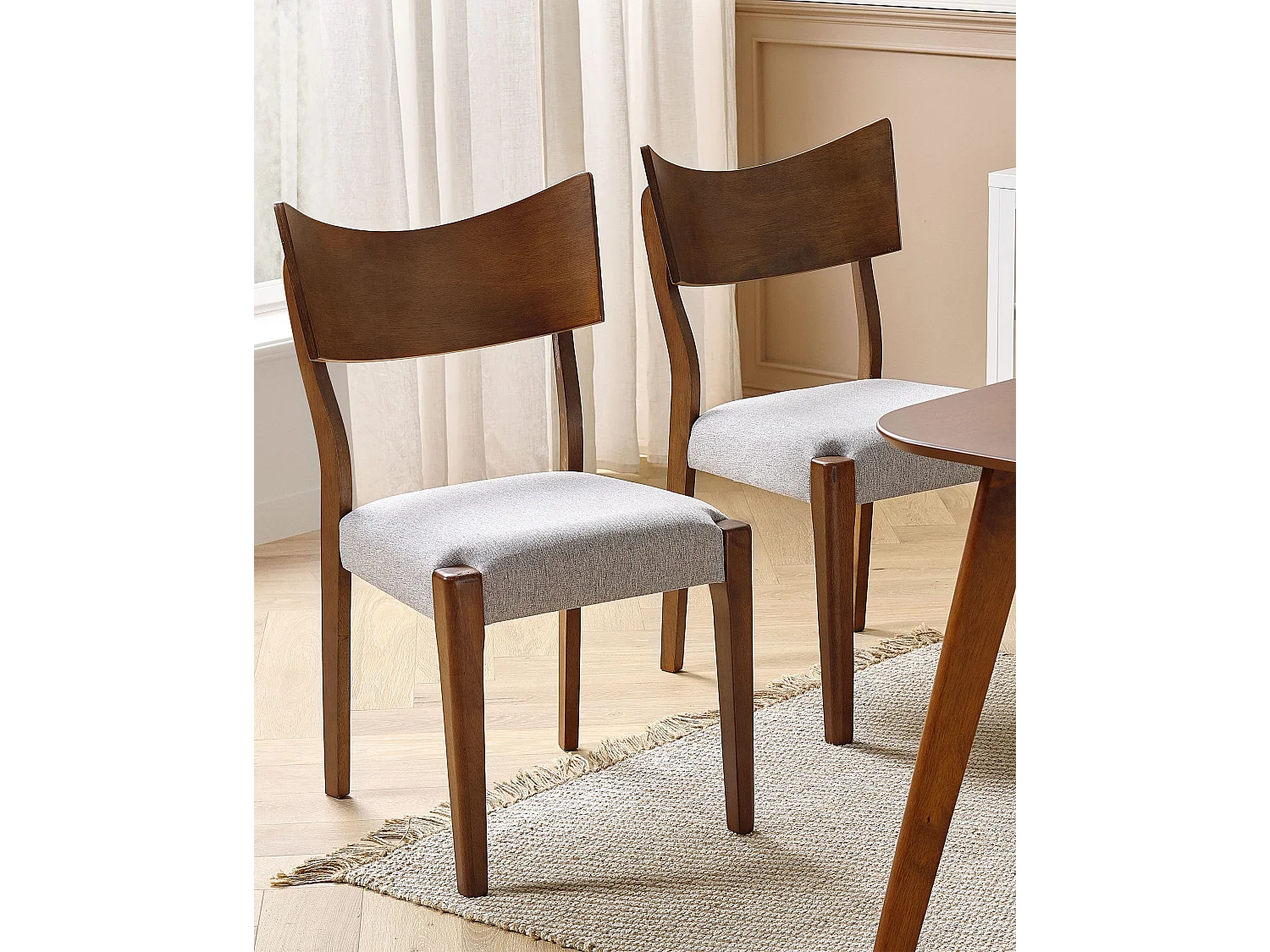 Esszimmerstuhl 2er Set Holzgestell dunkelbraun / grau Retro Design Eden