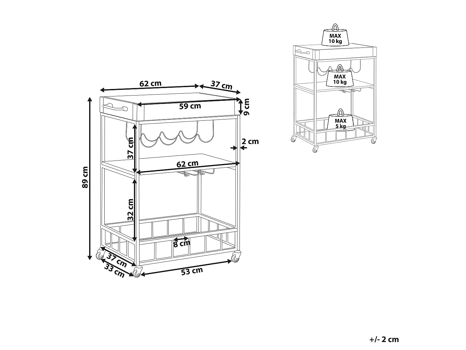 Chariot de cuisine HULLET Métal Marron clair