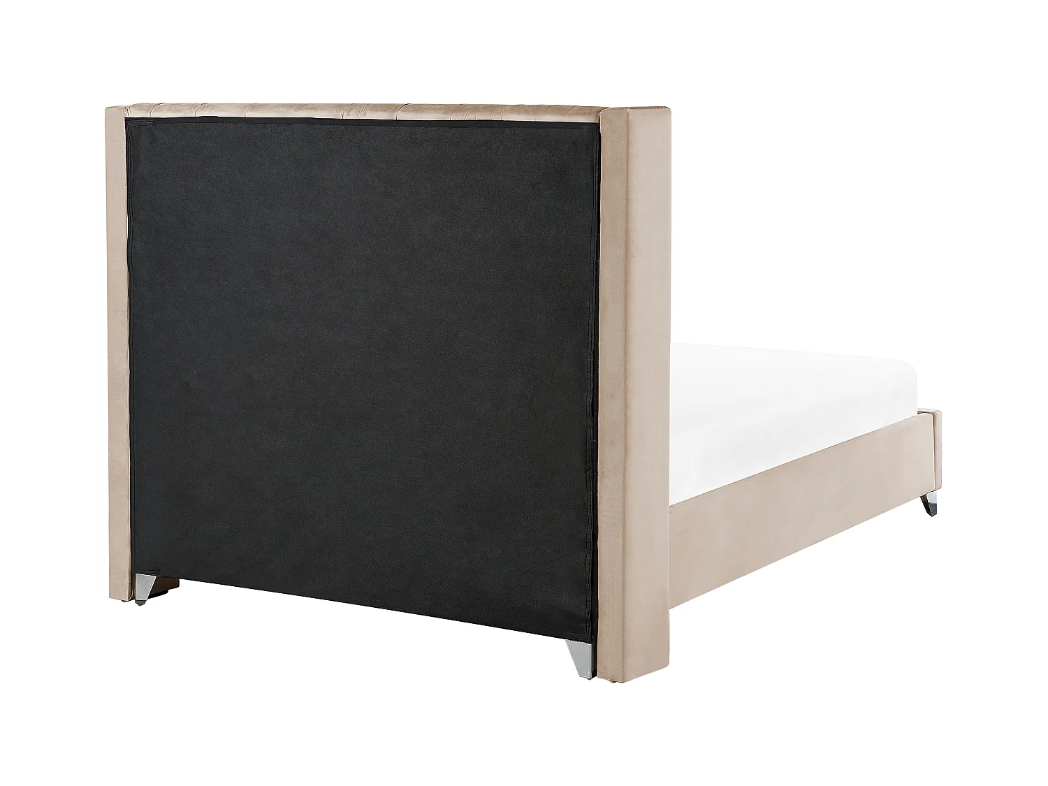 Bequemes Bett Samtstoff hohes Kopfteil in Beige 160 x 200 cm Lubbon