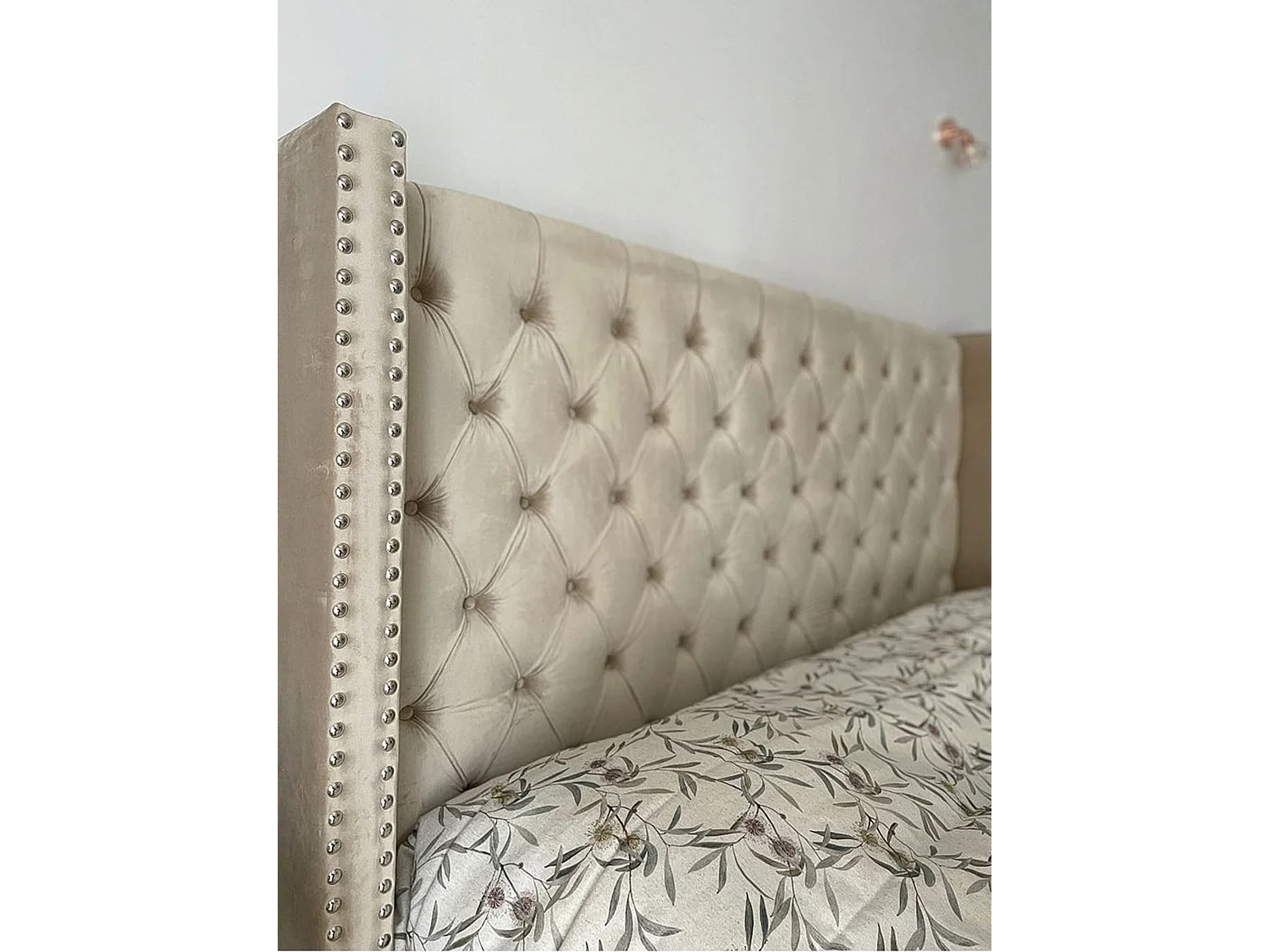 Bed Fluweel LUBBON 160 x 200 cm Beige