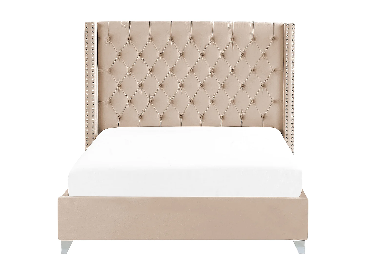 Lit avec sommier Velours LUBBON 160 x 200 cm Beige