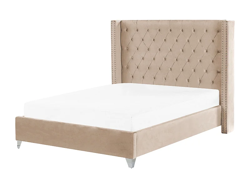Bed Fluweel LUBBON 160 x 200 cm Beige
