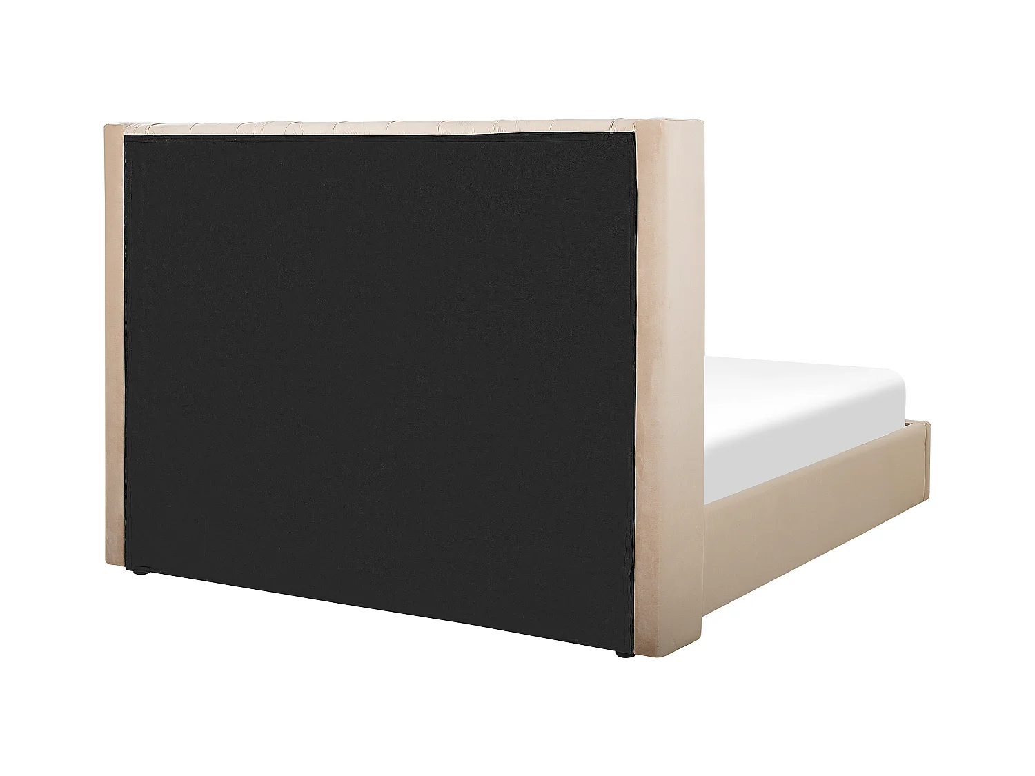 Bequemes Bett Samtstoff hohes Kopfteil in Beige 180 x 200 cm Bettkasten Lubbon