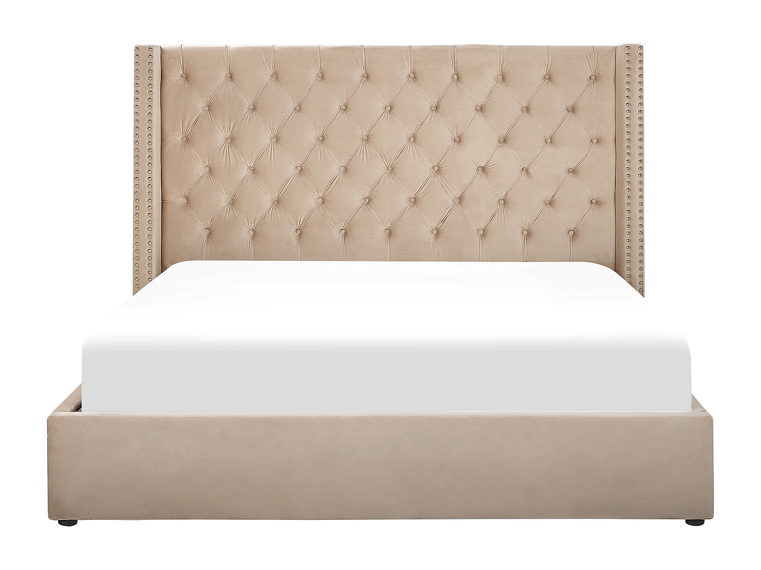 Lit ottoman Velours LUBBON 180 x 200 cm Beige