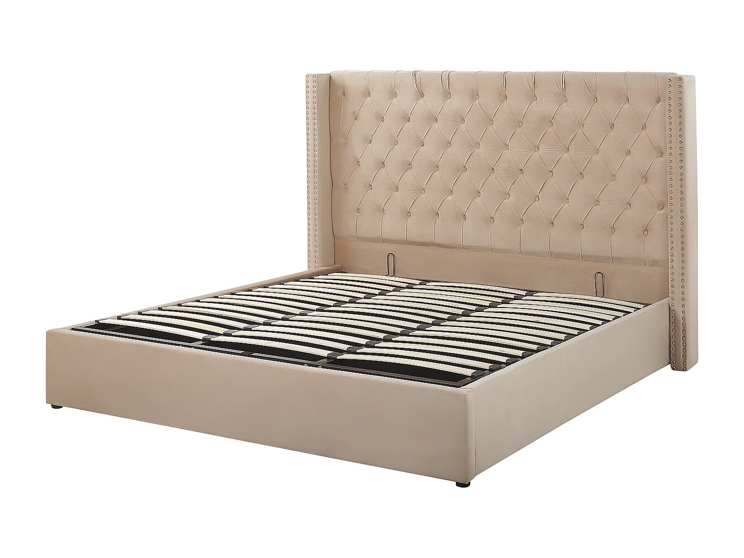 Lit ottoman Velours LUBBON 180 x 200 cm Beige