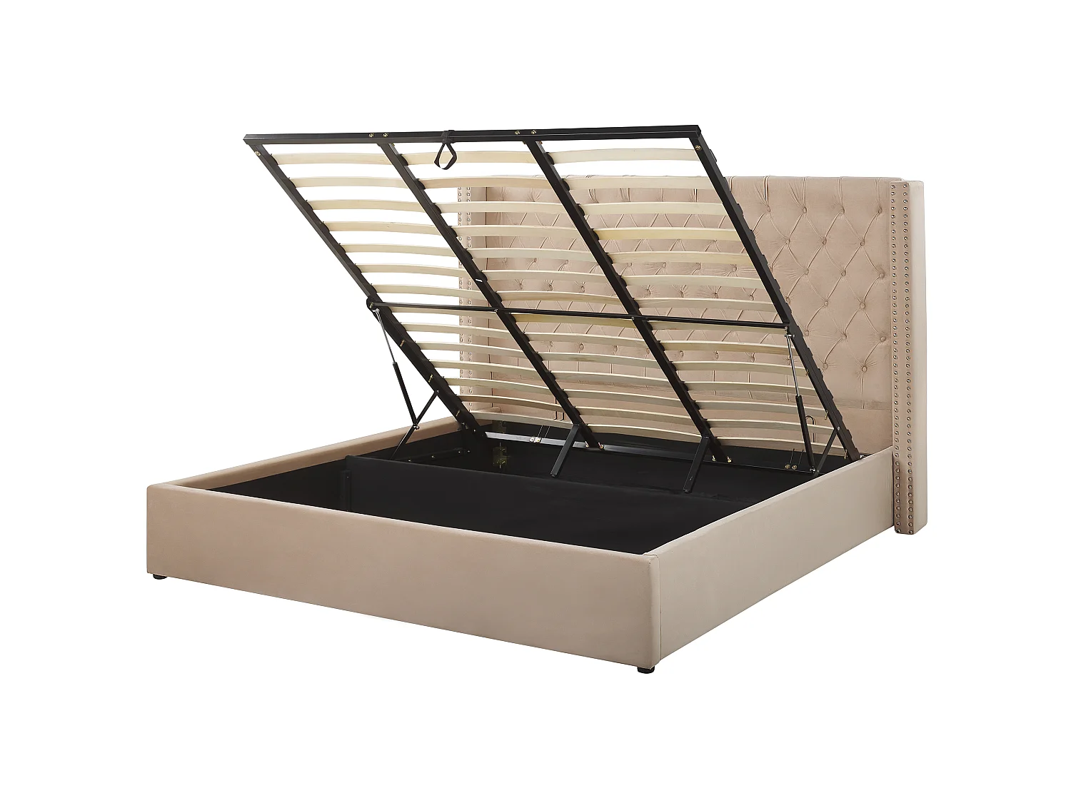 Lit ottoman Velours LUBBON 180 x 200 cm Beige