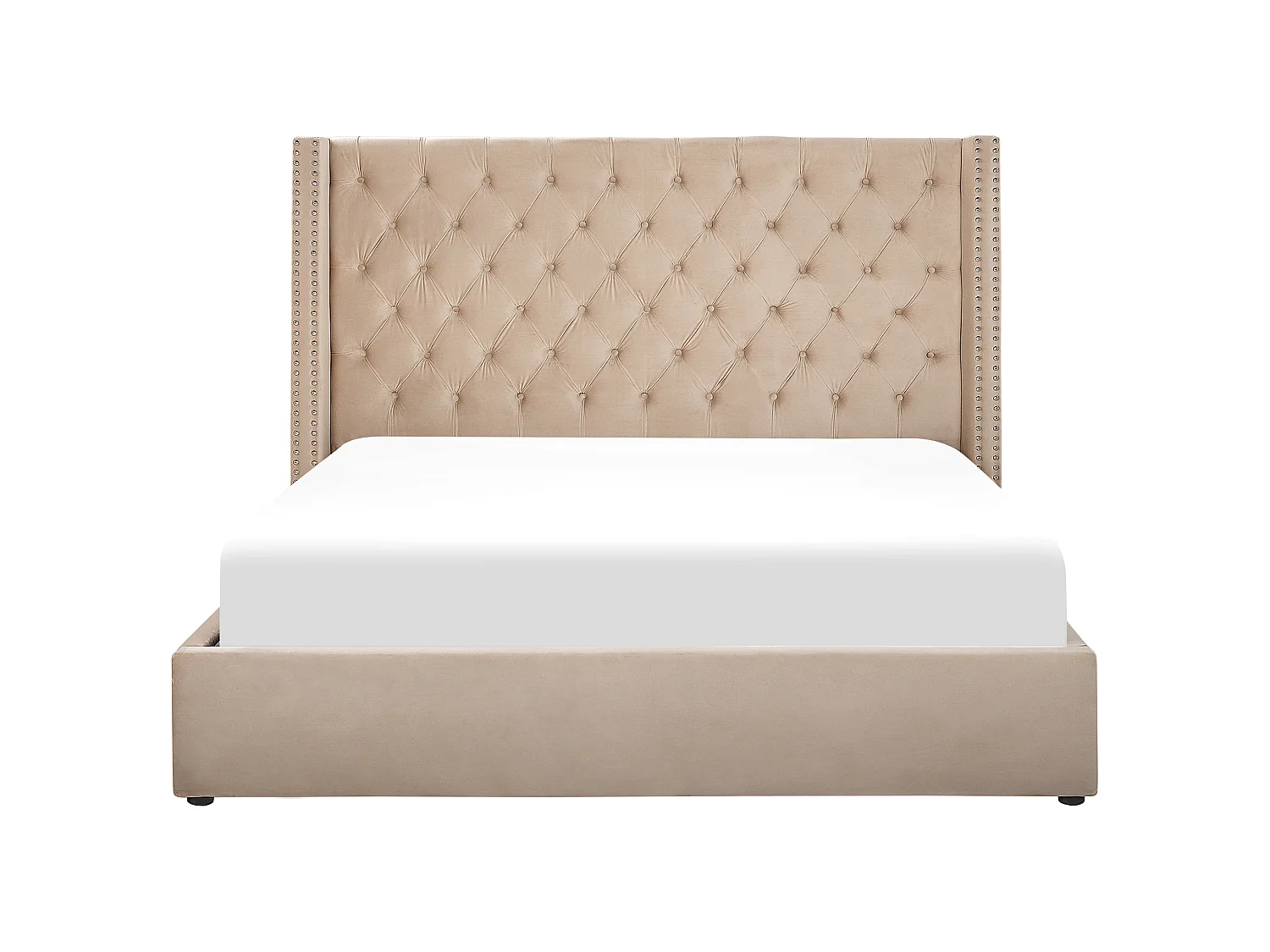 Lit ottoman Velours LUBBON 180 x 200 cm Beige