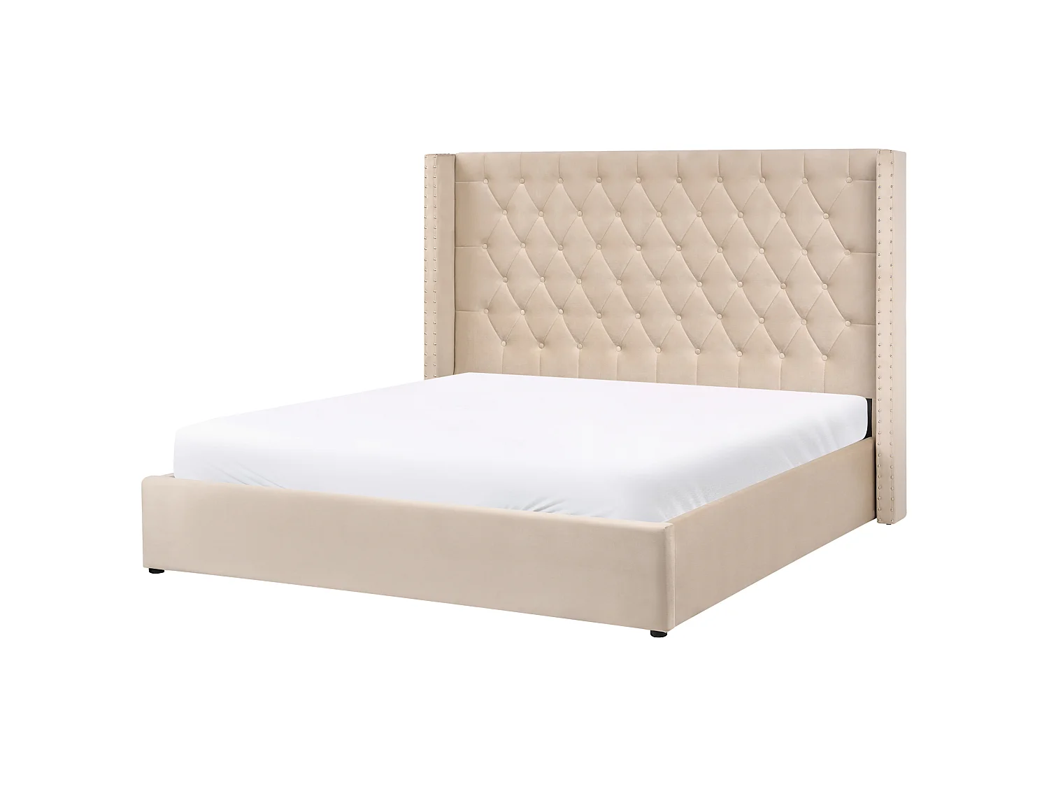 Lit ottoman Velours LUBBON 180 x 200 cm Beige
