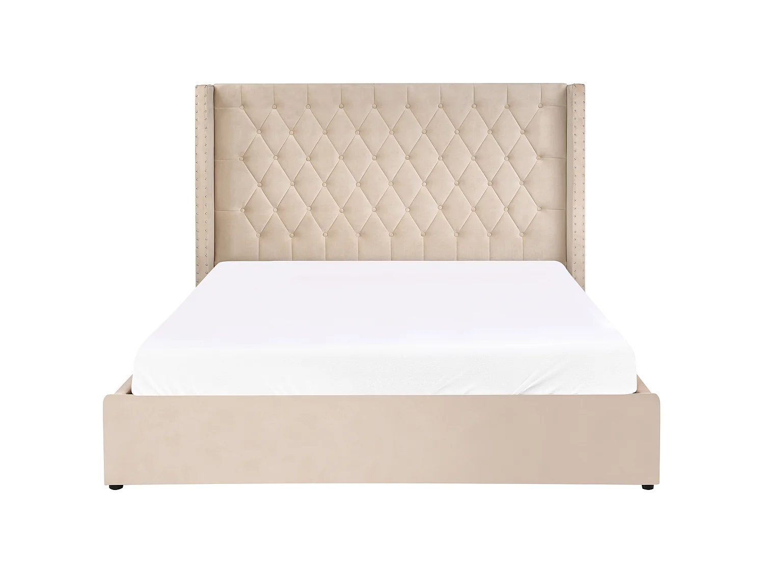 Lit ottoman Velours LUBBON 180 x 200 cm Beige
