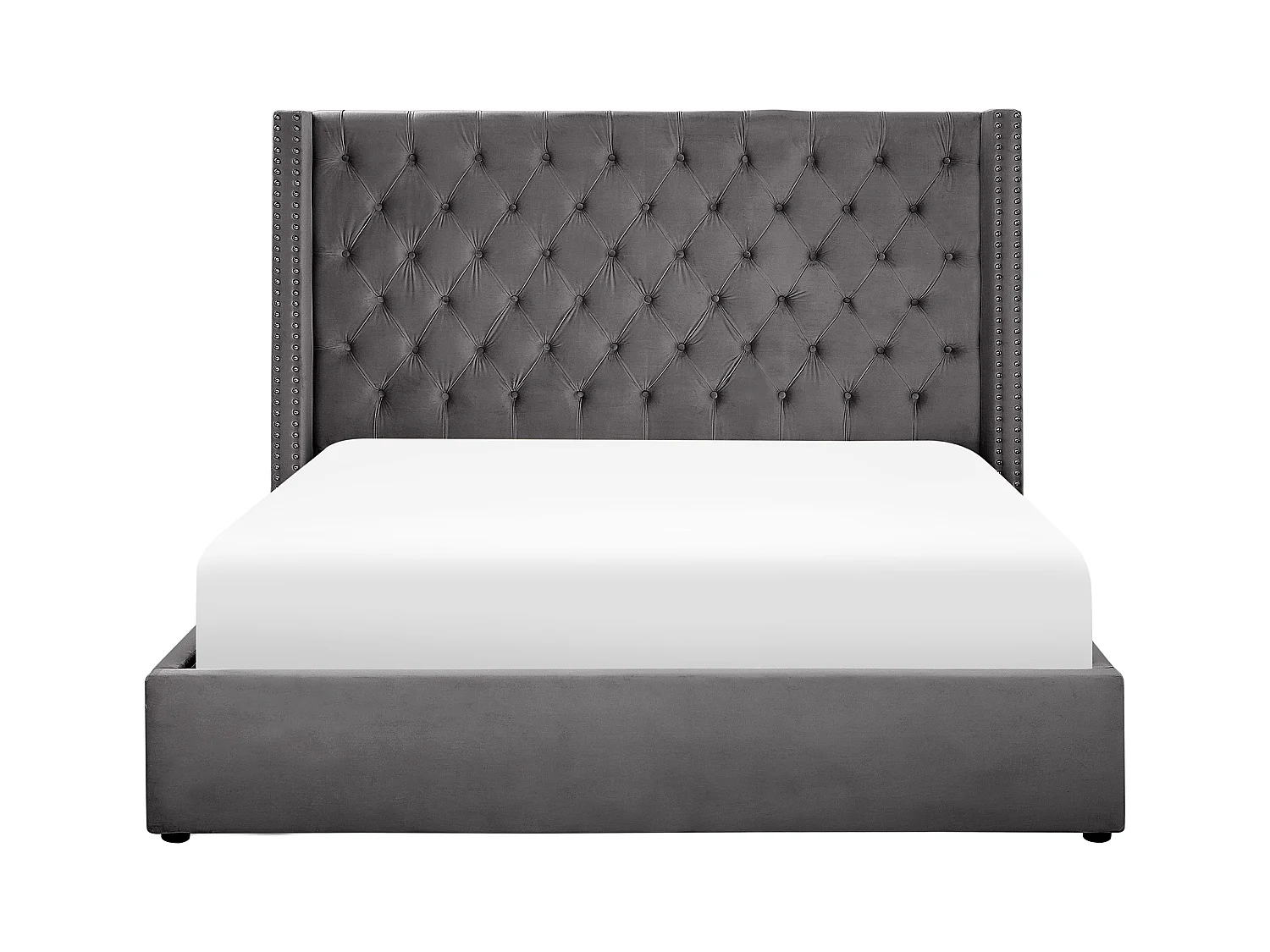 Cama baú Veludo LUBBON 180 x 200 cm Cinzento