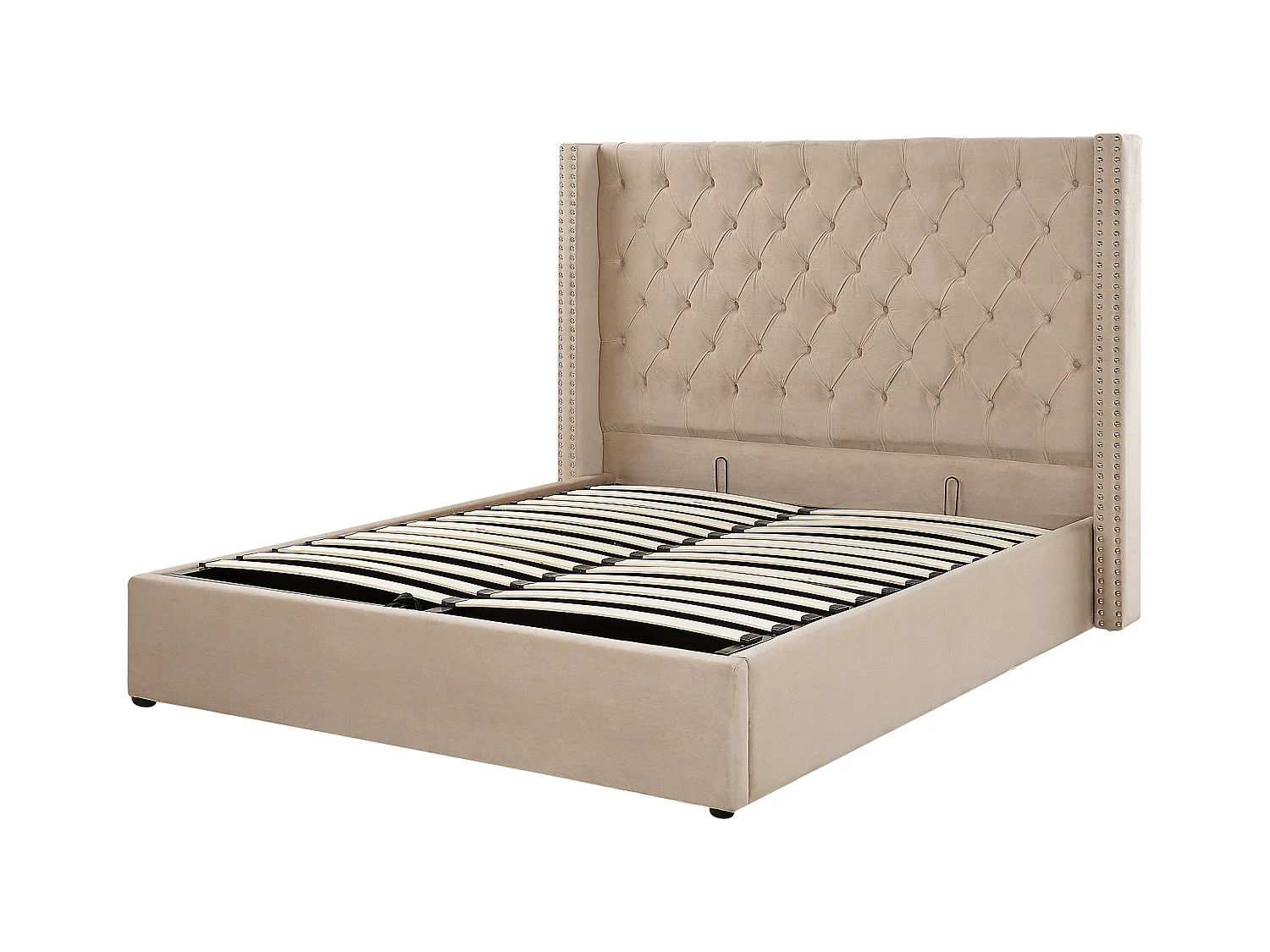 Bed met opbergruimte Fluweel LUBBON 160 x 200 cm Beige