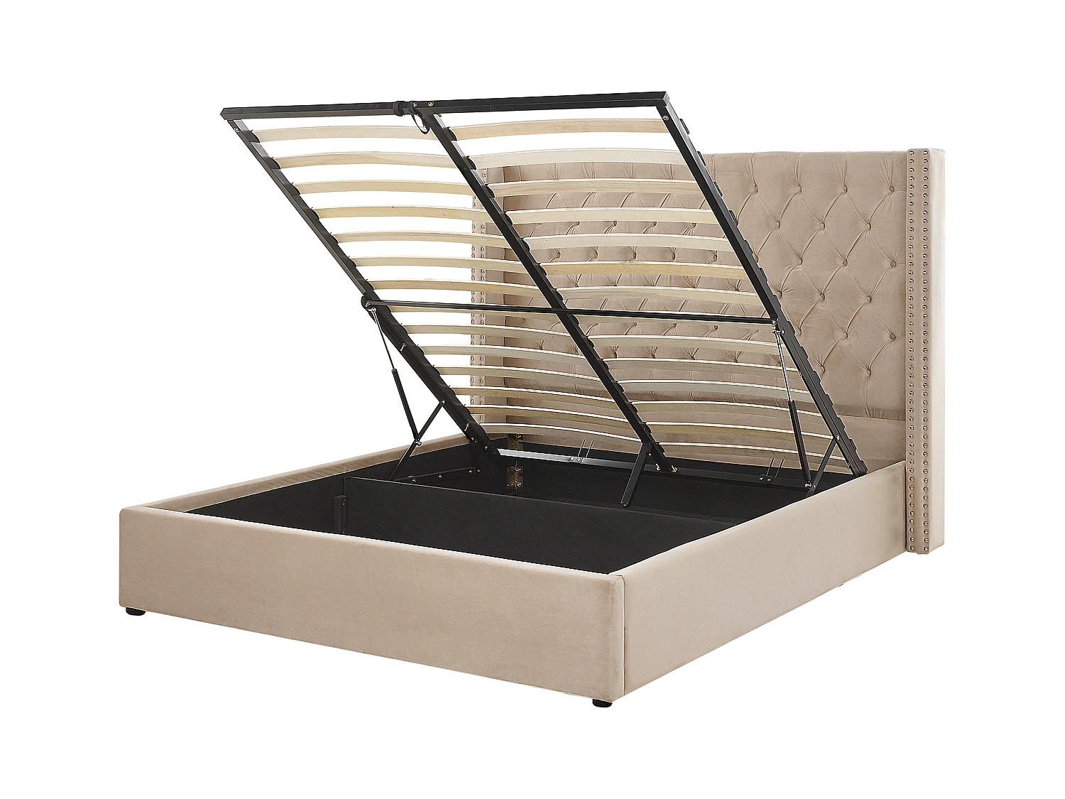 Lit ottoman Velours LUBBON 160 x 200 cm Beige
