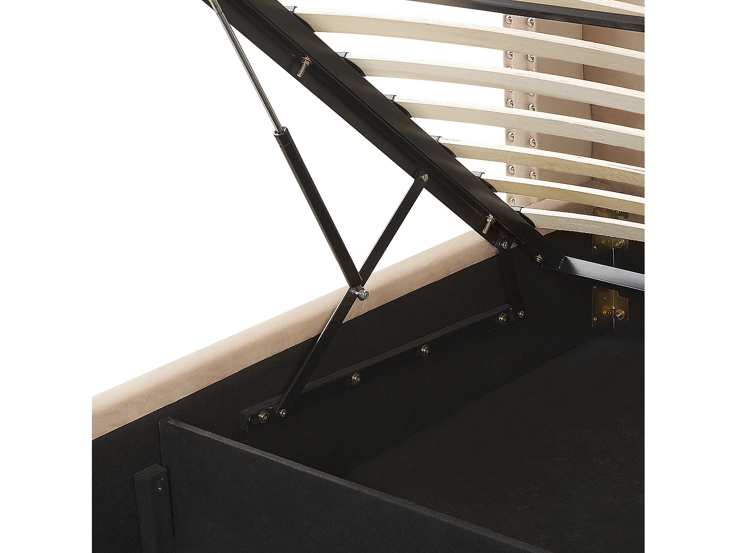 Lit ottoman Velours LUBBON 160 x 200 cm Beige