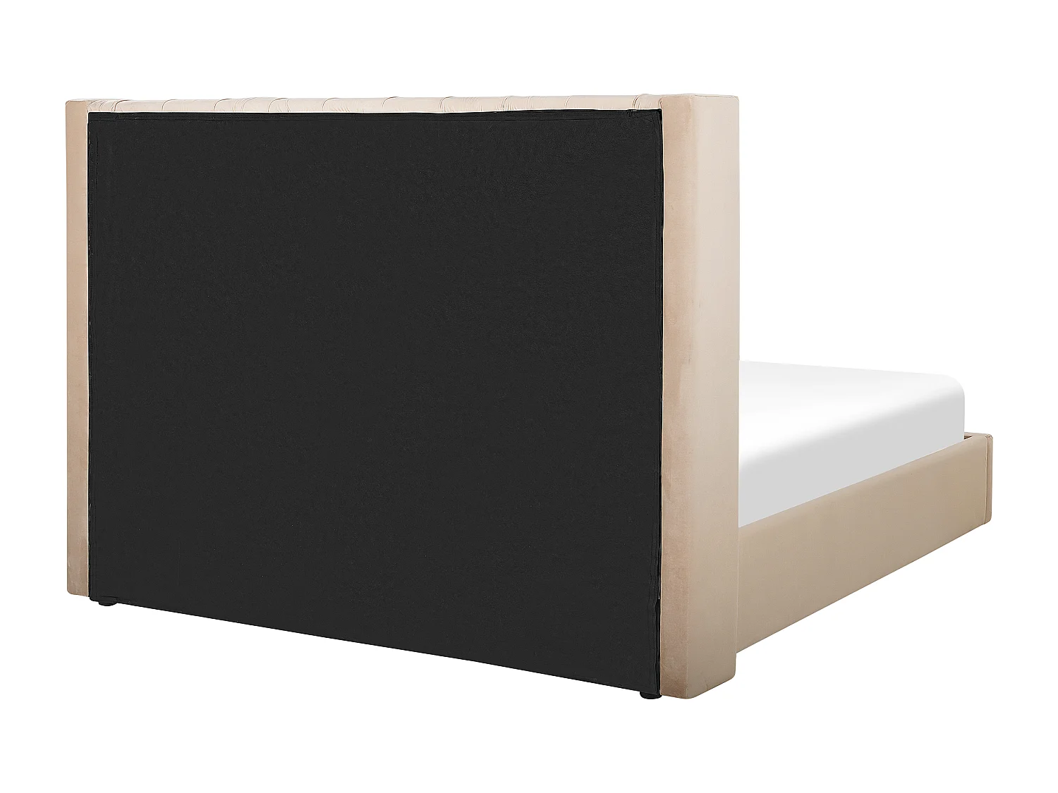 Bequemes Bett Samtstoff hohes Kopfteil in Beige 160 x 200 cm Bettkasten Lubbon