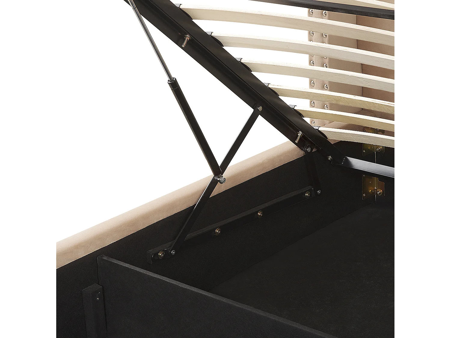 Bequemes Bett Samtstoff hohes Kopfteil in Beige 160 x 200 cm Bettkasten Lubbon