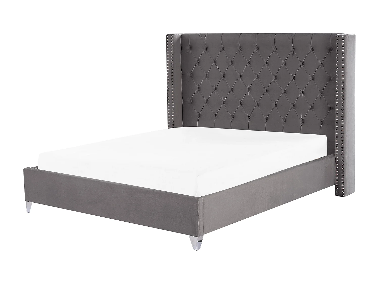 Lit avec sommier Velours LUBBON 180 x 200 cm Gris