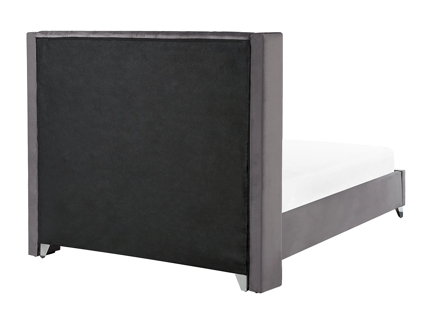 Bequemes Bett Samtstoff hohes Kopfteil in Grau Lattenrost 180 x 200 cm Lubbon