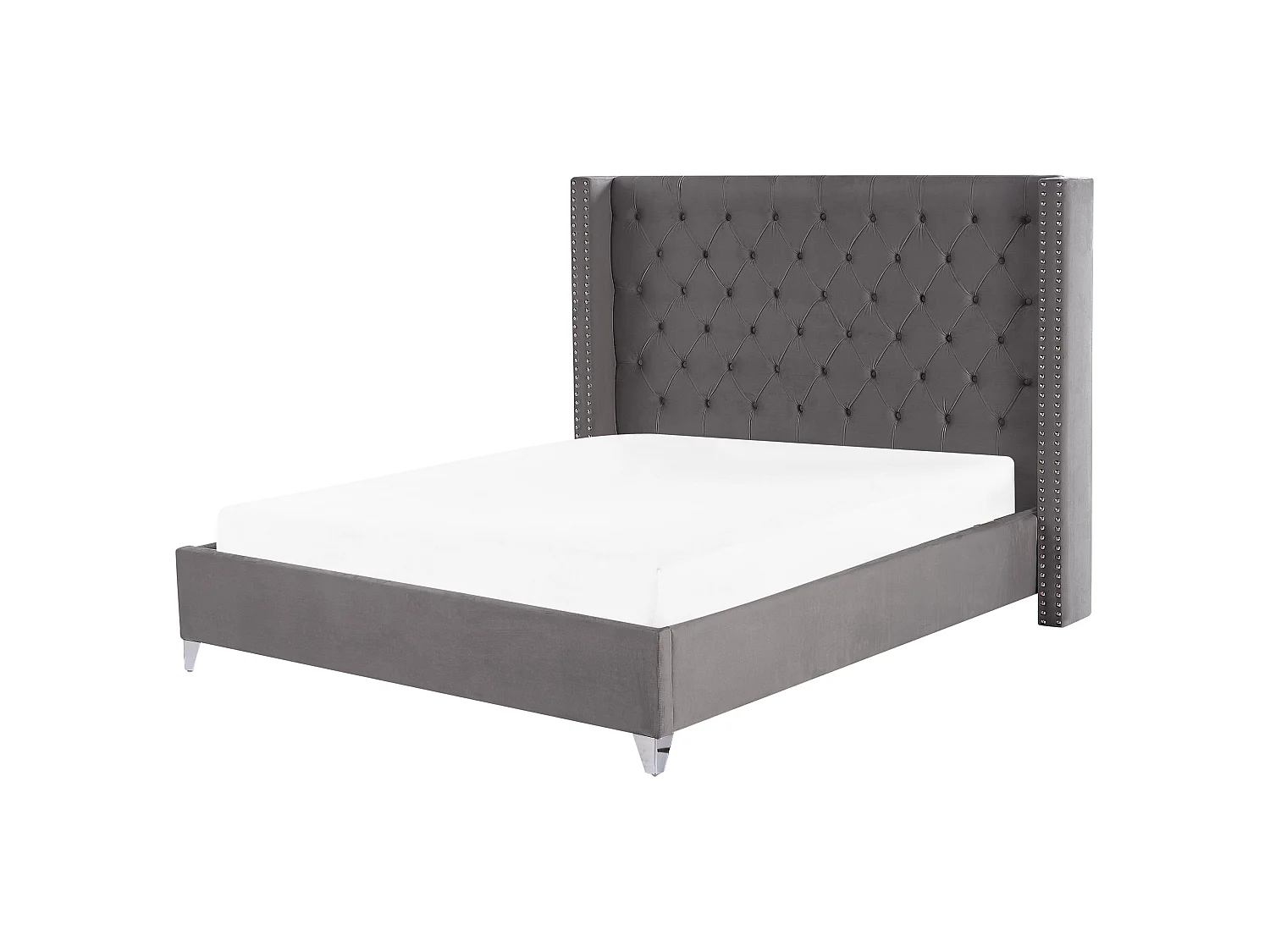 Lit avec sommier Velours LUBBON 180 x 200 cm Gris