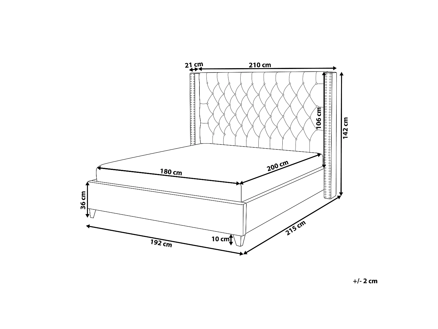 Lit avec sommier Velours LUBBON 180 x 200 cm Gris