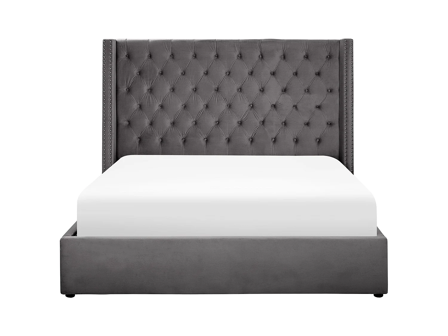 Lit ottoman Velours LUBBON 160 x 200 cm Gris