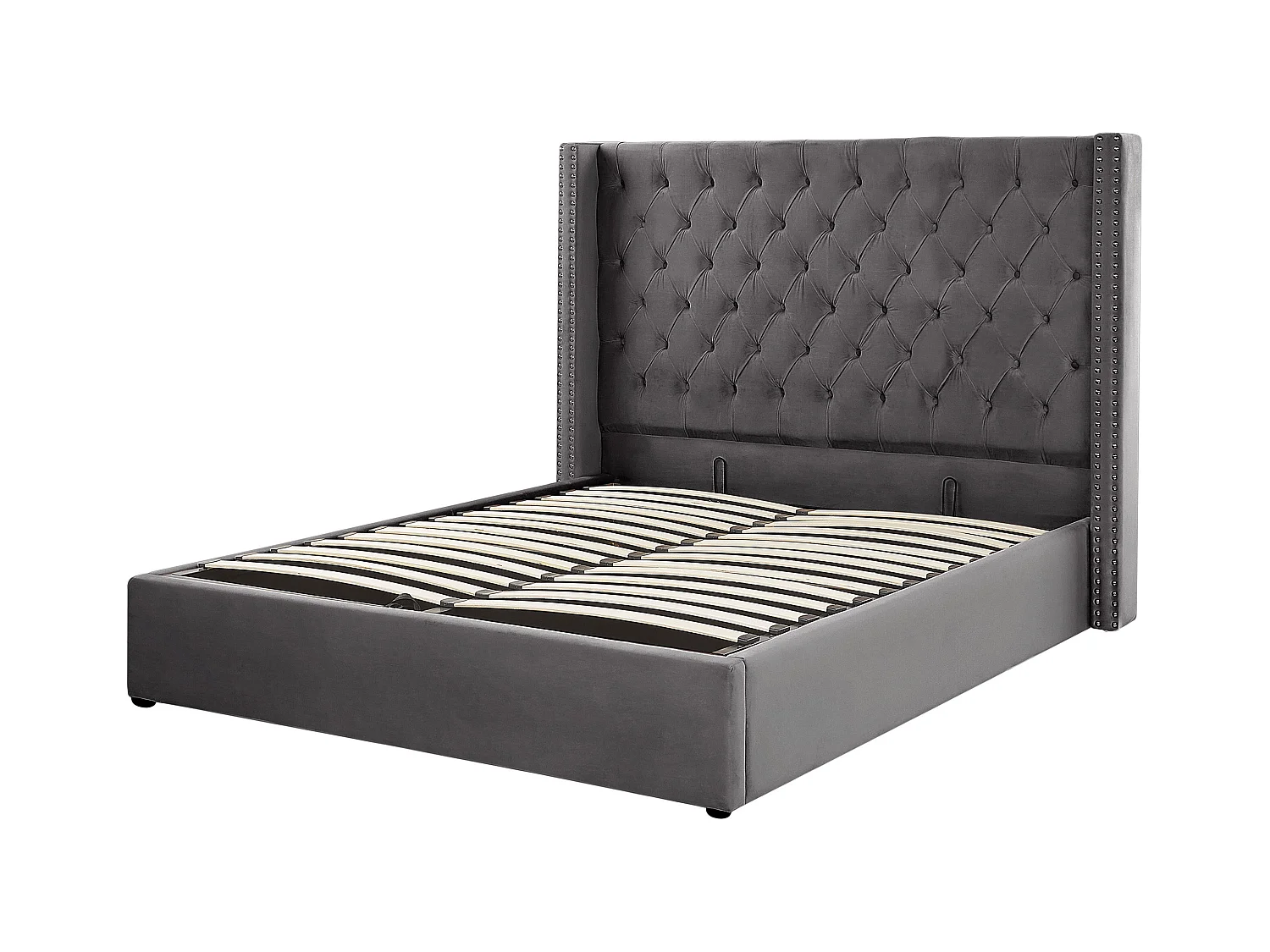 Lit ottoman Velours LUBBON 160 x 200 cm Gris