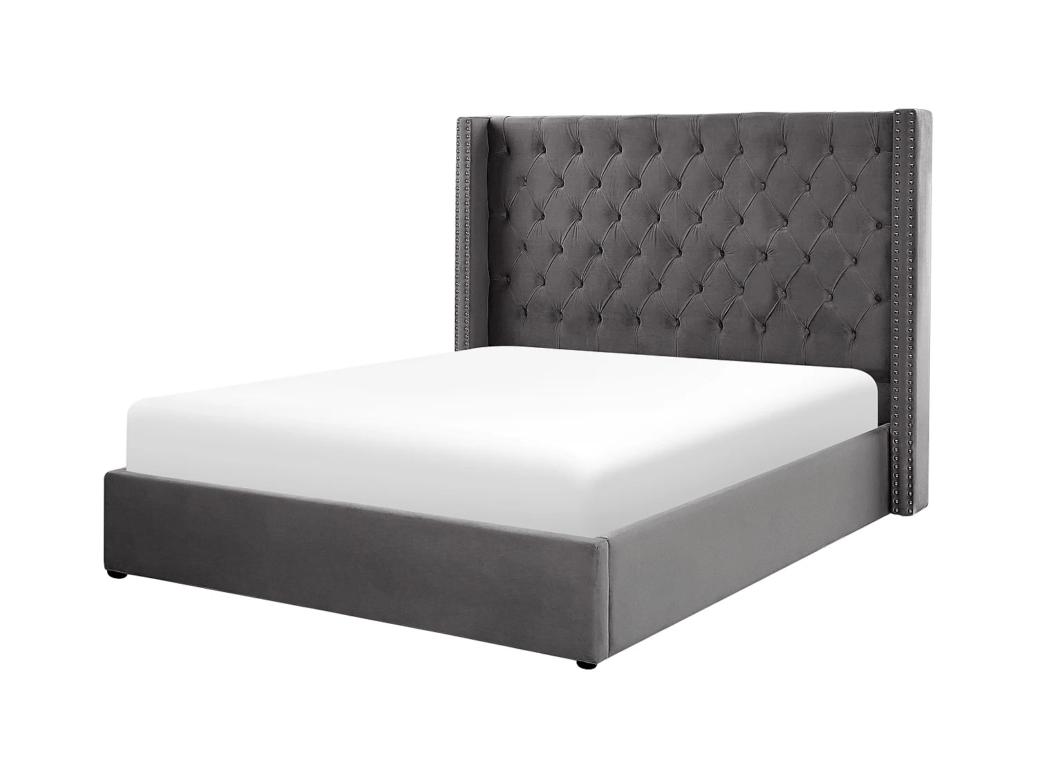 Cama con almacenaje Terciopelo LUBBON 160 x 200 cm Gris