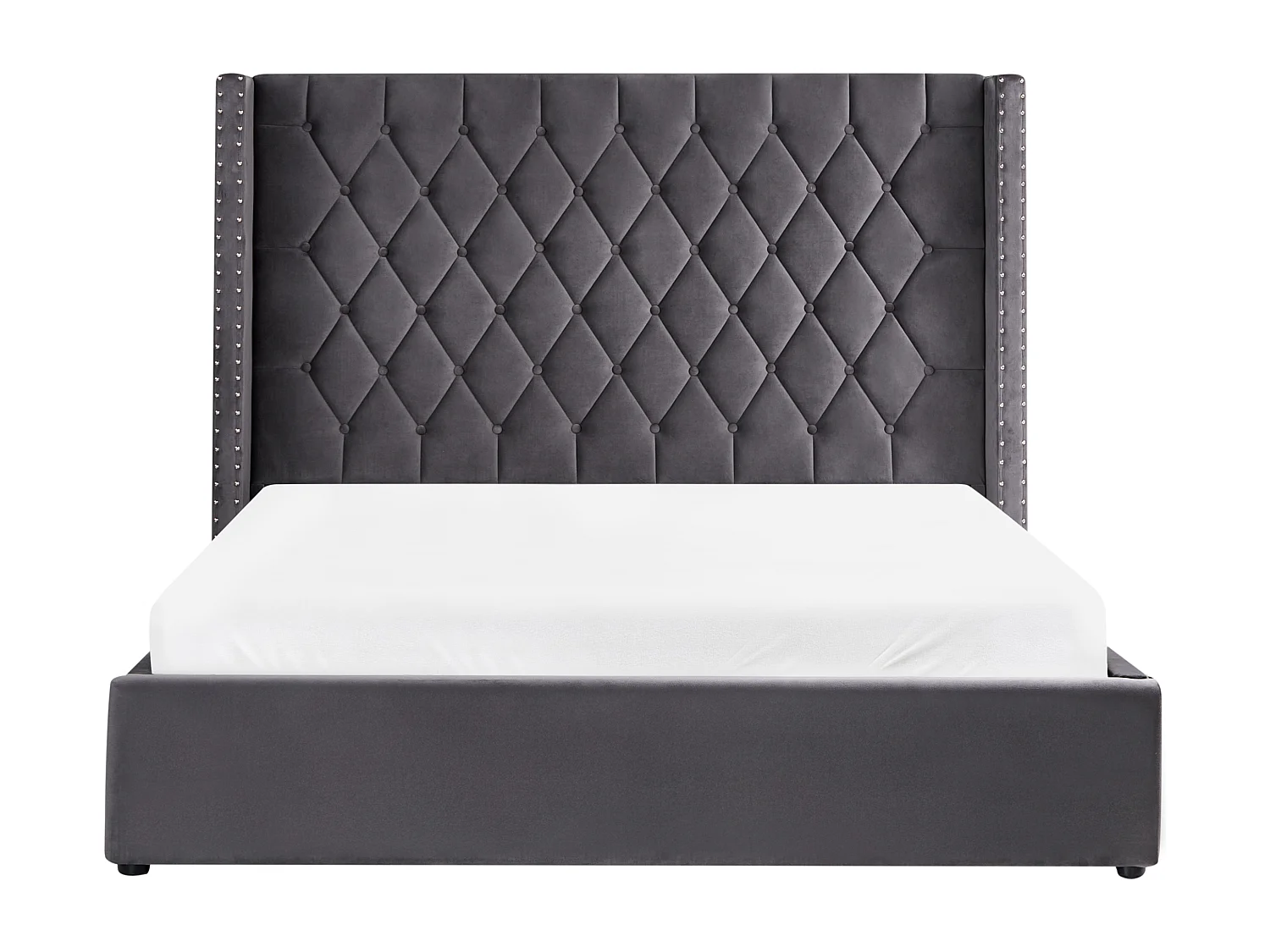 Lit ottoman Velours LUBBON 160 x 200 cm Gris