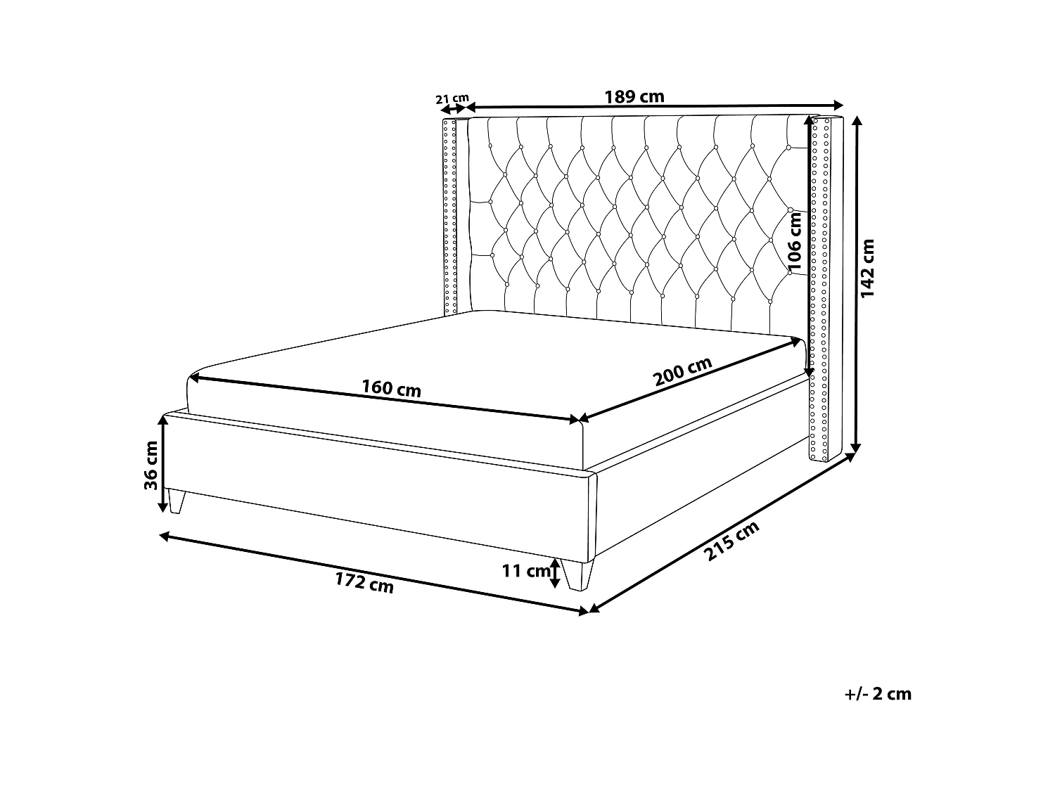 Bed Fluweel LUBBON 160 x 200 cm Grijs