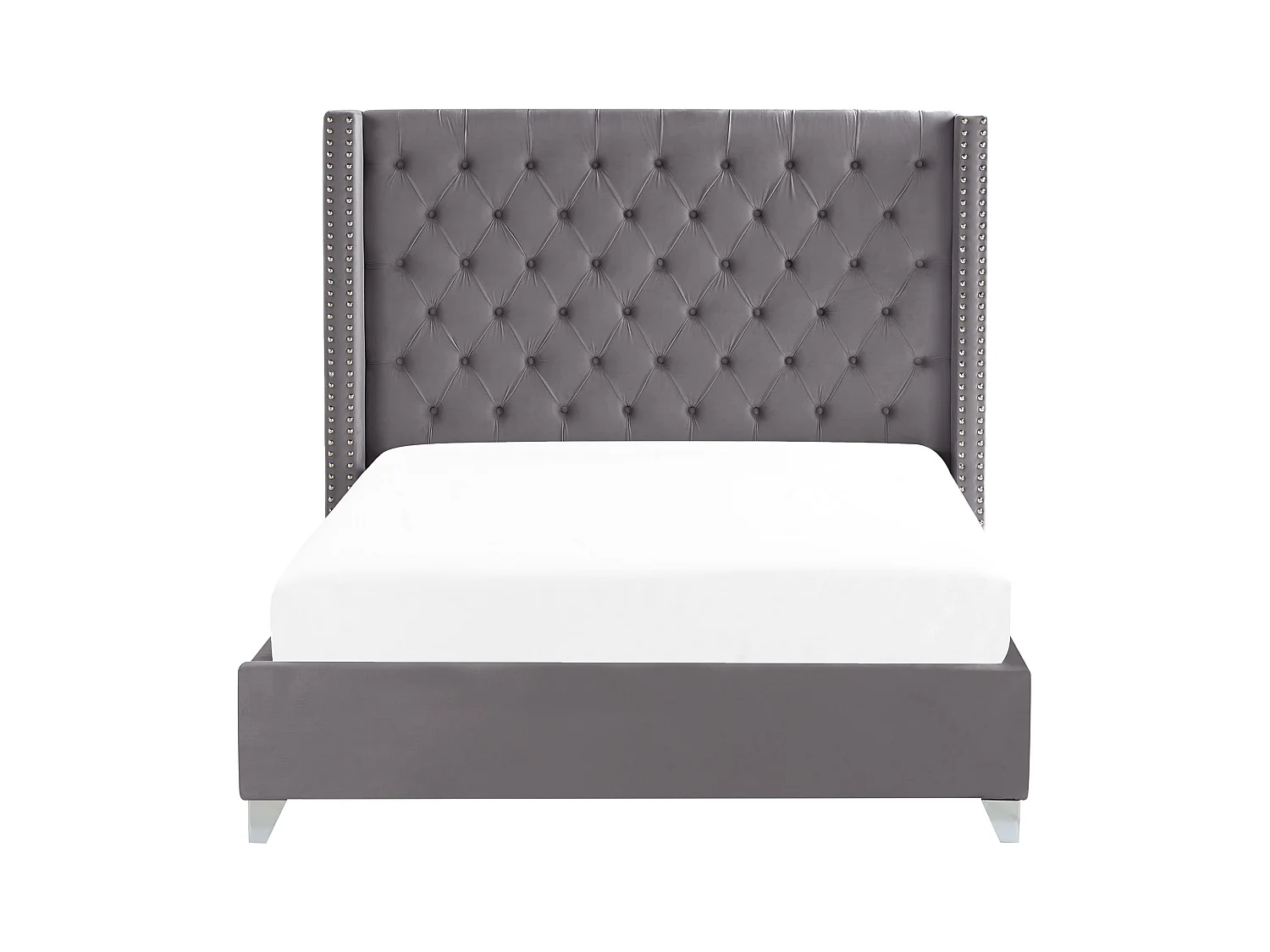 Bed Fluweel LUBBON 160 x 200 cm Grijs