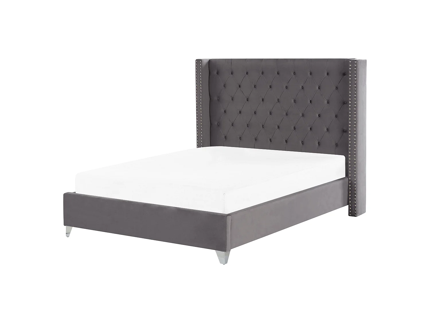 Lit avec sommier Velours LUBBON 160 x 200 cm Gris