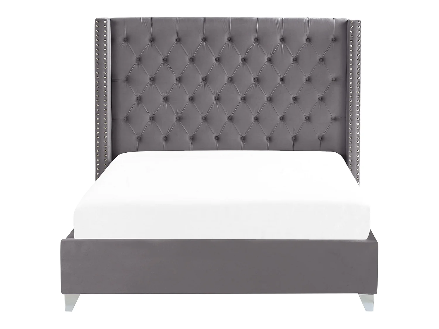 Lit avec sommier Velours LUBBON 160 x 200 cm Gris