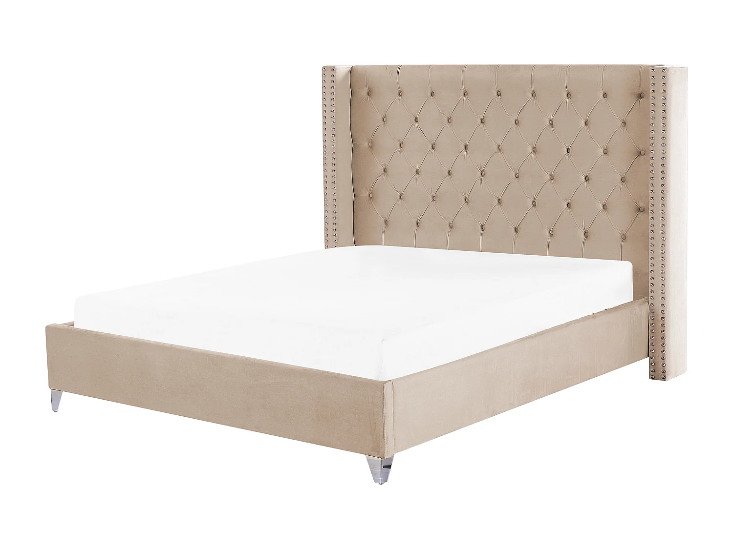 Letto Velluto LUBBON 180 x 200 cm Beige