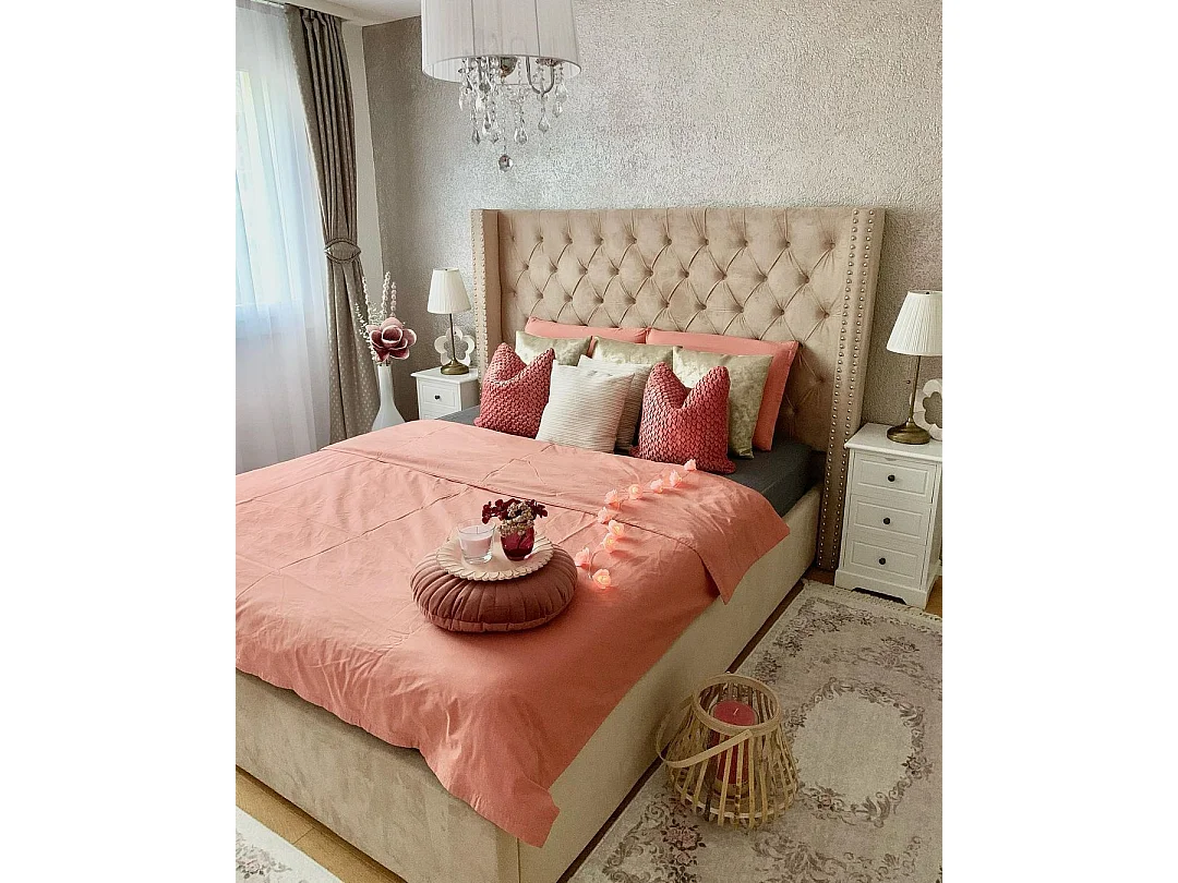 Lit avec sommier Velours LUBBON 180 x 200 cm Beige