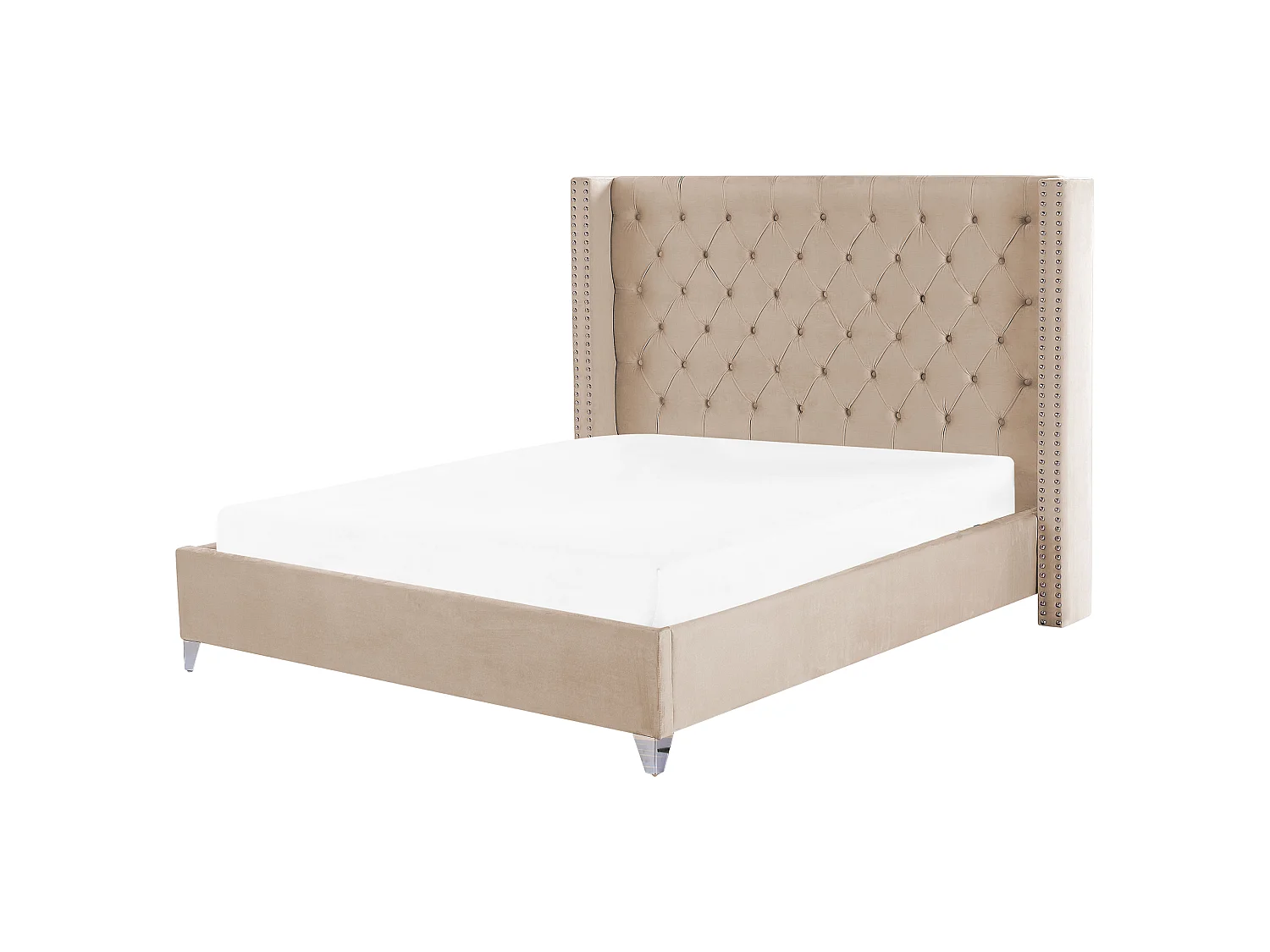 Bett mit Lattenrost Samtstoff LUBBON 180 x 200 cm Beige