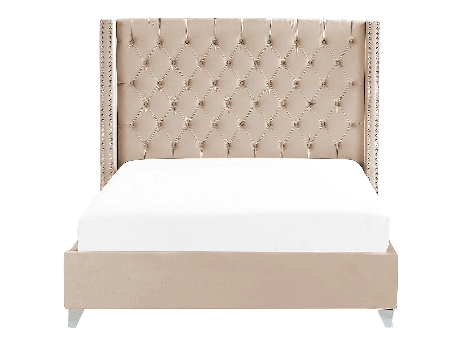 Bett mit Lattenrost Samtstoff LUBBON 180 x 200 cm Beige