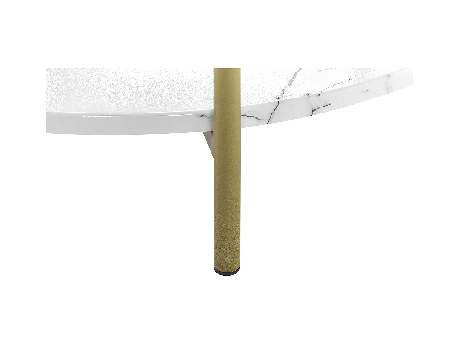 Couchtisch Marmor Optik weiß Metallbeine gold rund 60 cm mit Regal Glamour Reva