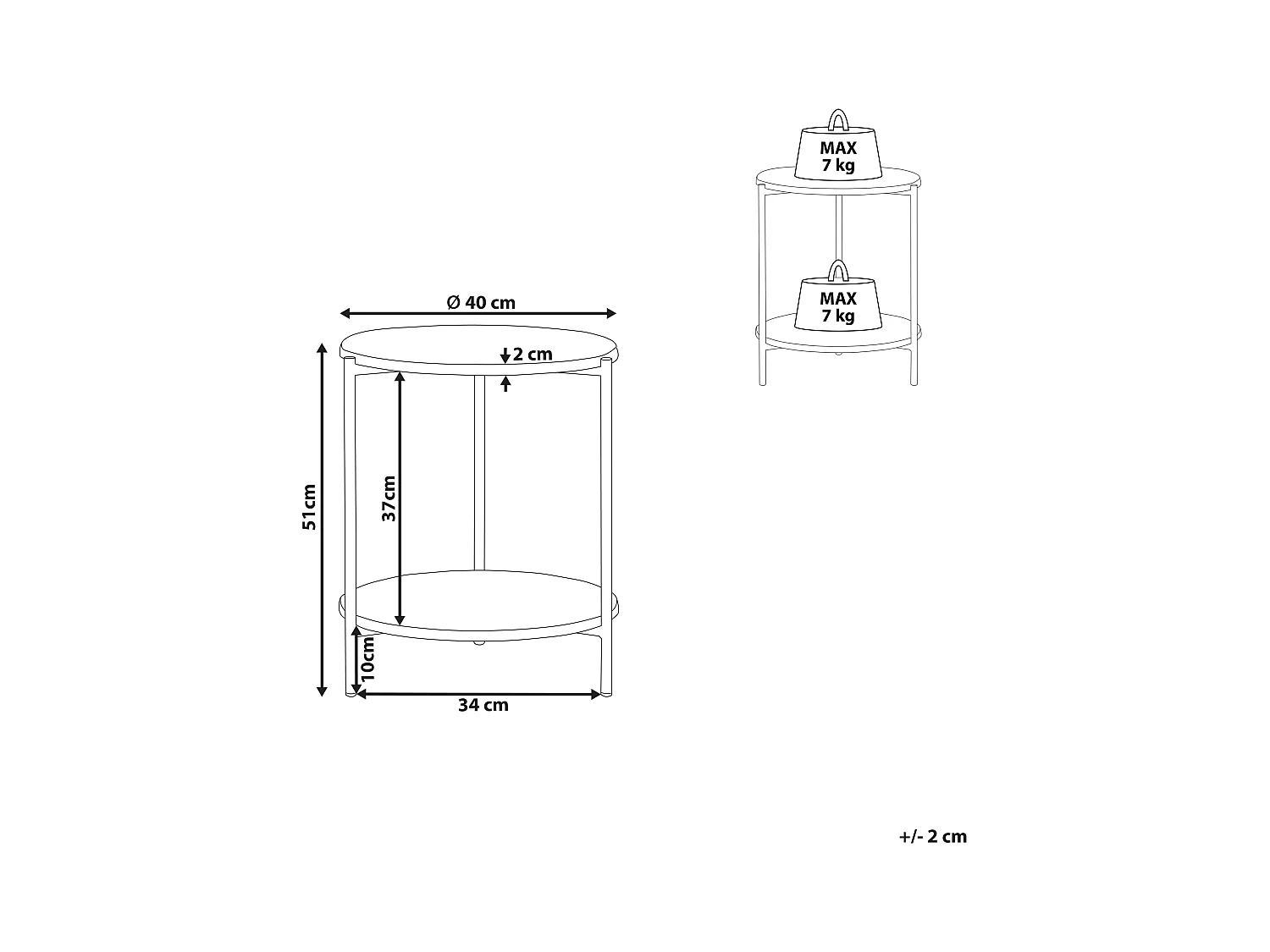 Beistelltisch Marmor Optik weiß Metallbeine gold rund 40 cm mit Regal Glam Reva