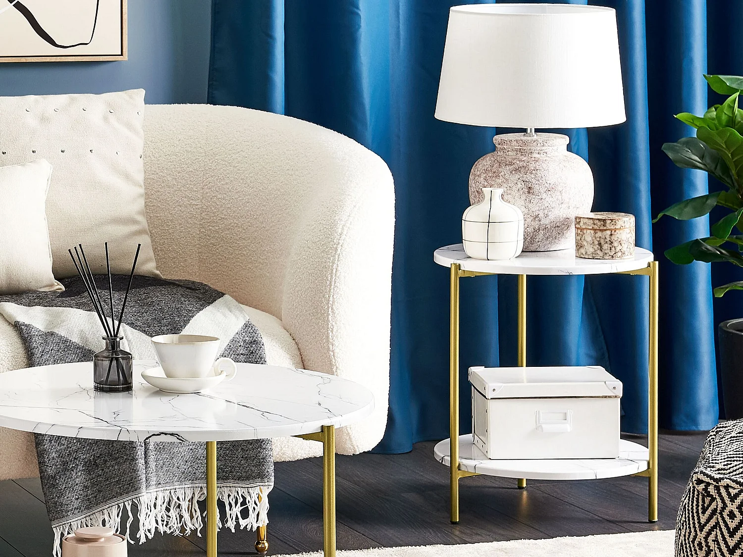 Table d'appoint REVA Marbre blanc